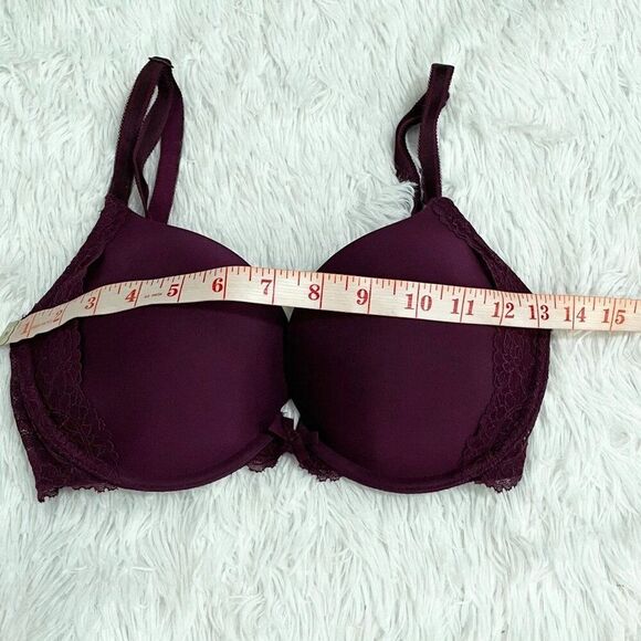 Women Victoria's Secret Underwired Lace Push Up Bra in Dark Magenta Size 32DD - Picture 3 of 12